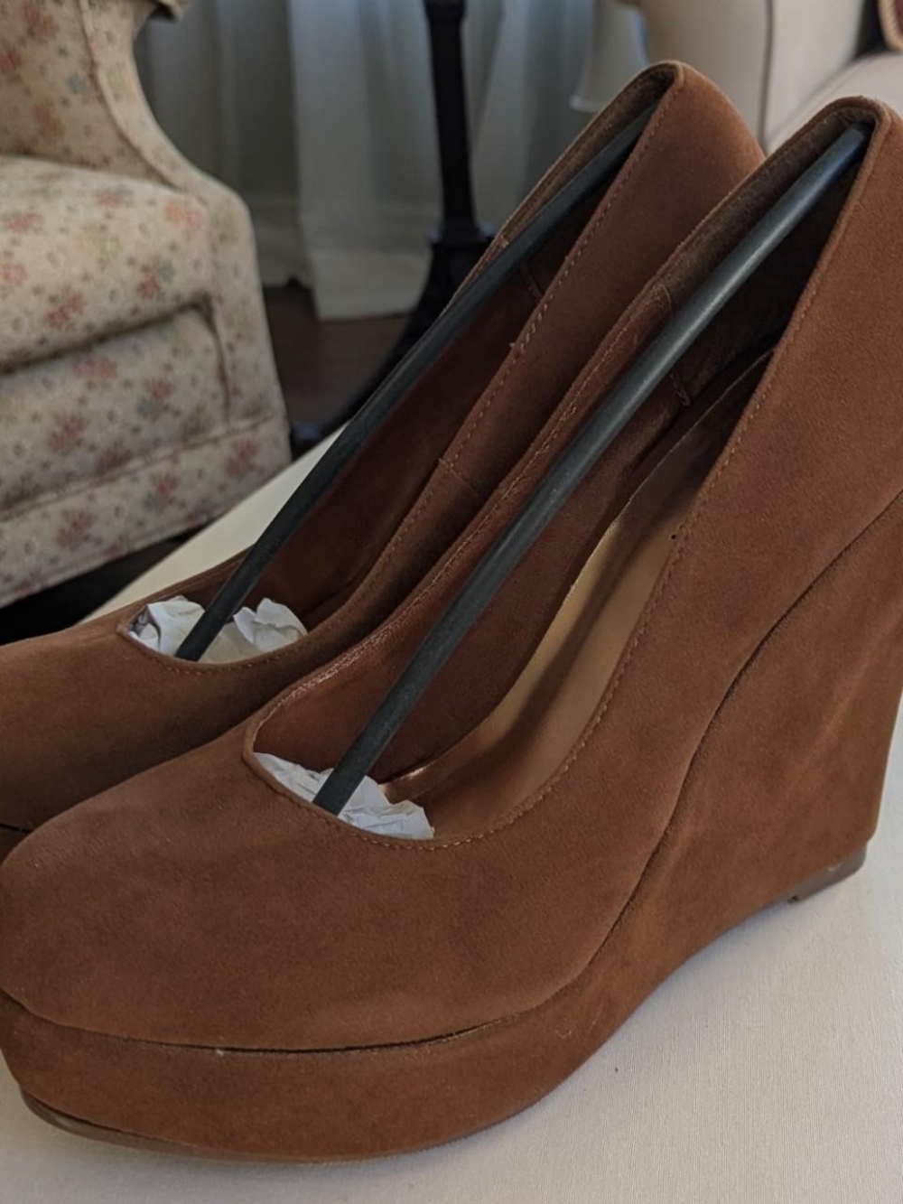 Women's Brown Suede Wedge Heels